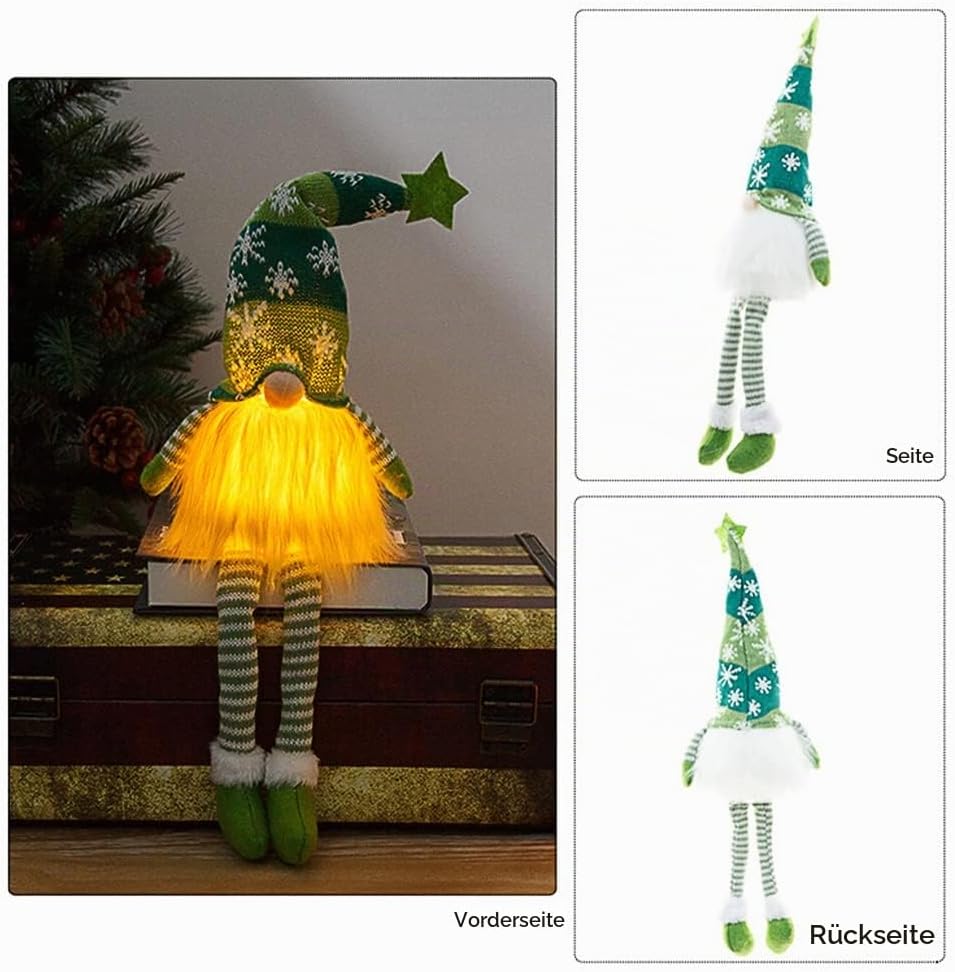 Pack of 3 Christmas Decoration Indoor Gnome Christmas Gnome with LED for – Bild 6