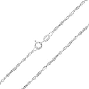 Planetys - Singapore Chain 925 Sterling Silver Rhodium-Plated Chain - 1.4 mm Wide Various Lengths 40-45-50-55-60-65-70 cm
