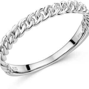 MATERIA by Matthias Wagner Ring Chain Look 925 Sterling Silver Rhodium Plated for Women Sizes 50 52 54 56 58 60 62 SR-181