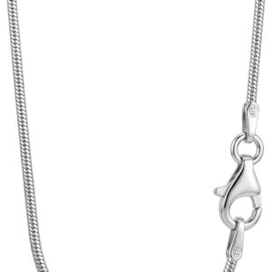 101021-0 Thin Women’s Snake Chain Necklace 1 mm wide in 925 Sterling Silver Pendant Not Included 42 / 45 / 50 / 60 / 70 / 80 / 90 cm