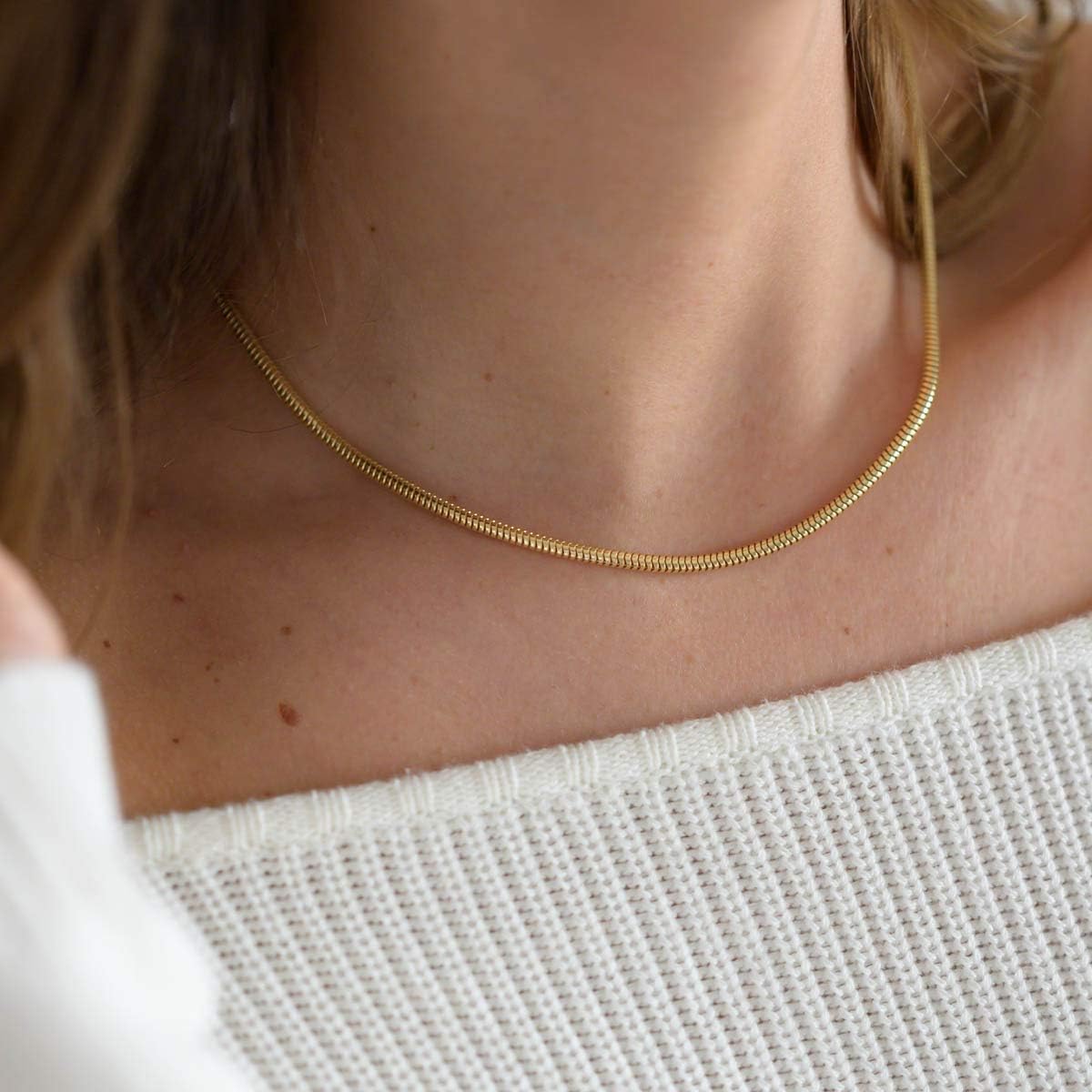 Materia #K54 925 Silver Snake Chain Gold Women's Necklace Gold-Plated 2.7 mm in 40-80 cm + Box – Bild 2