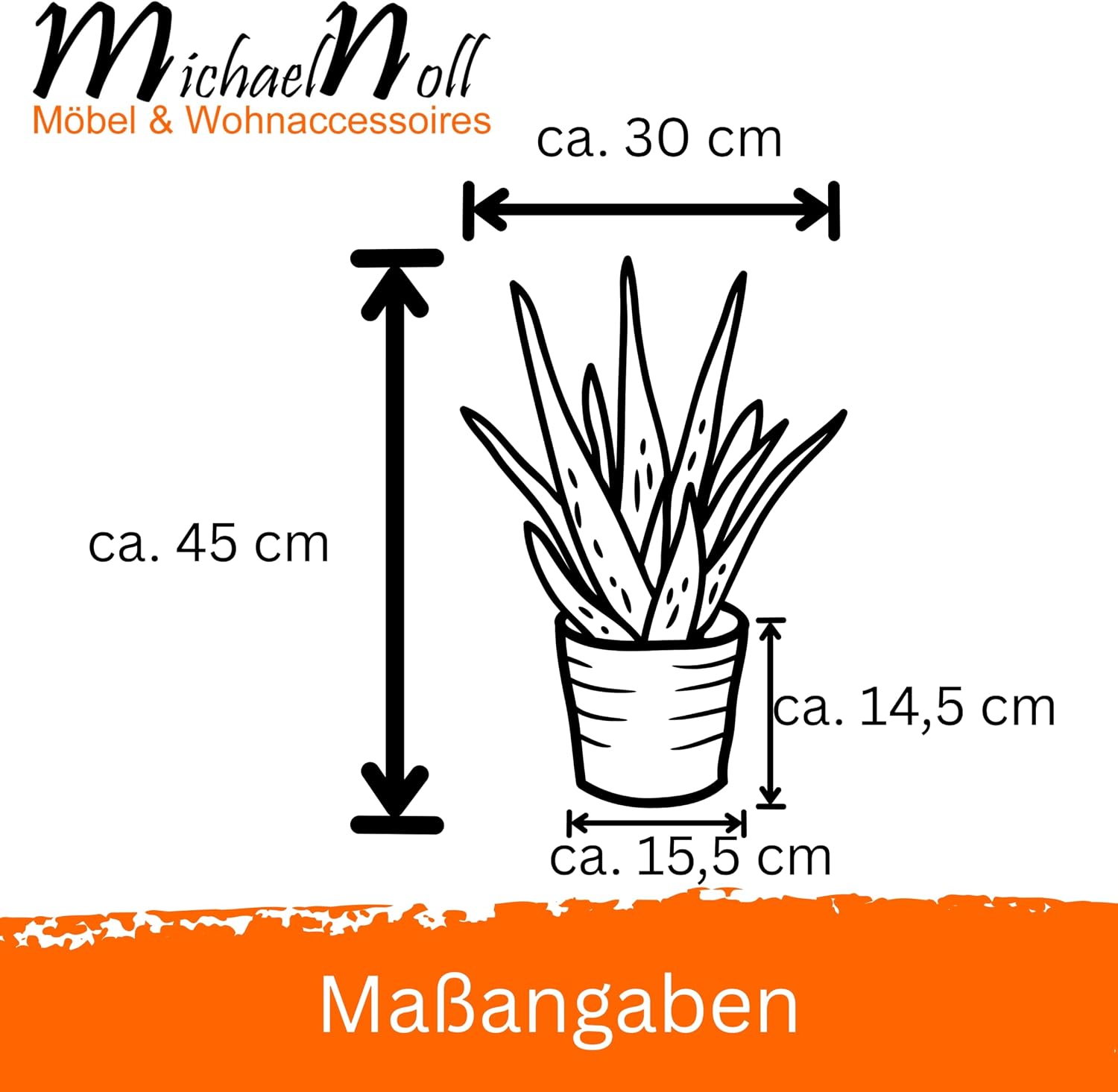 MichaelNoll Aloe Vera Plant, Artificial Plant, Artificial Tree, Artificial Plant, Decoration, in Black Pot, Very Realistic, Green (45 cm - MN-KP-2218) – Bild 4