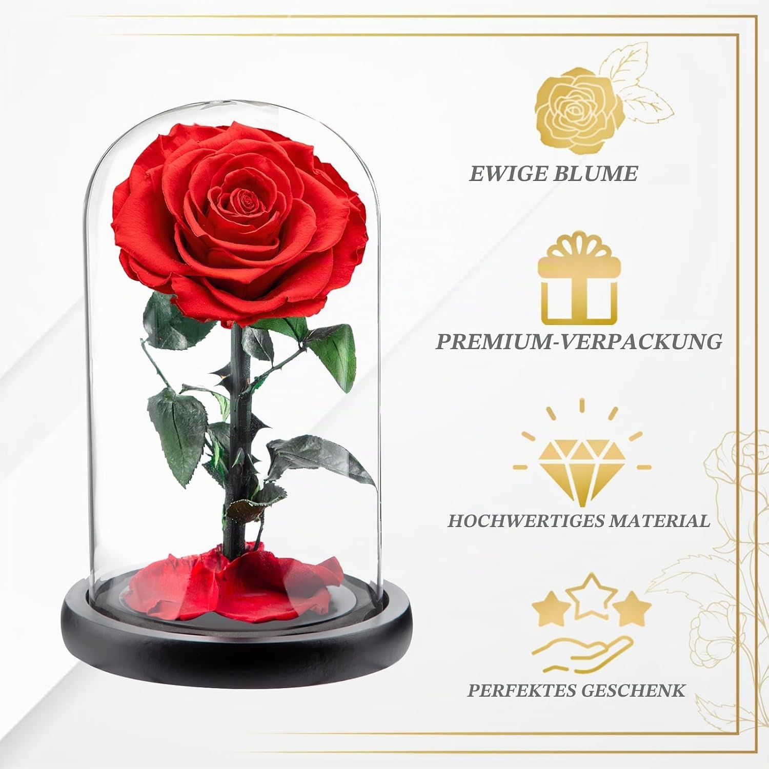 Real Eternal Premium Rose in Glass Dome for Mum, Infinity Rose – Bild 2