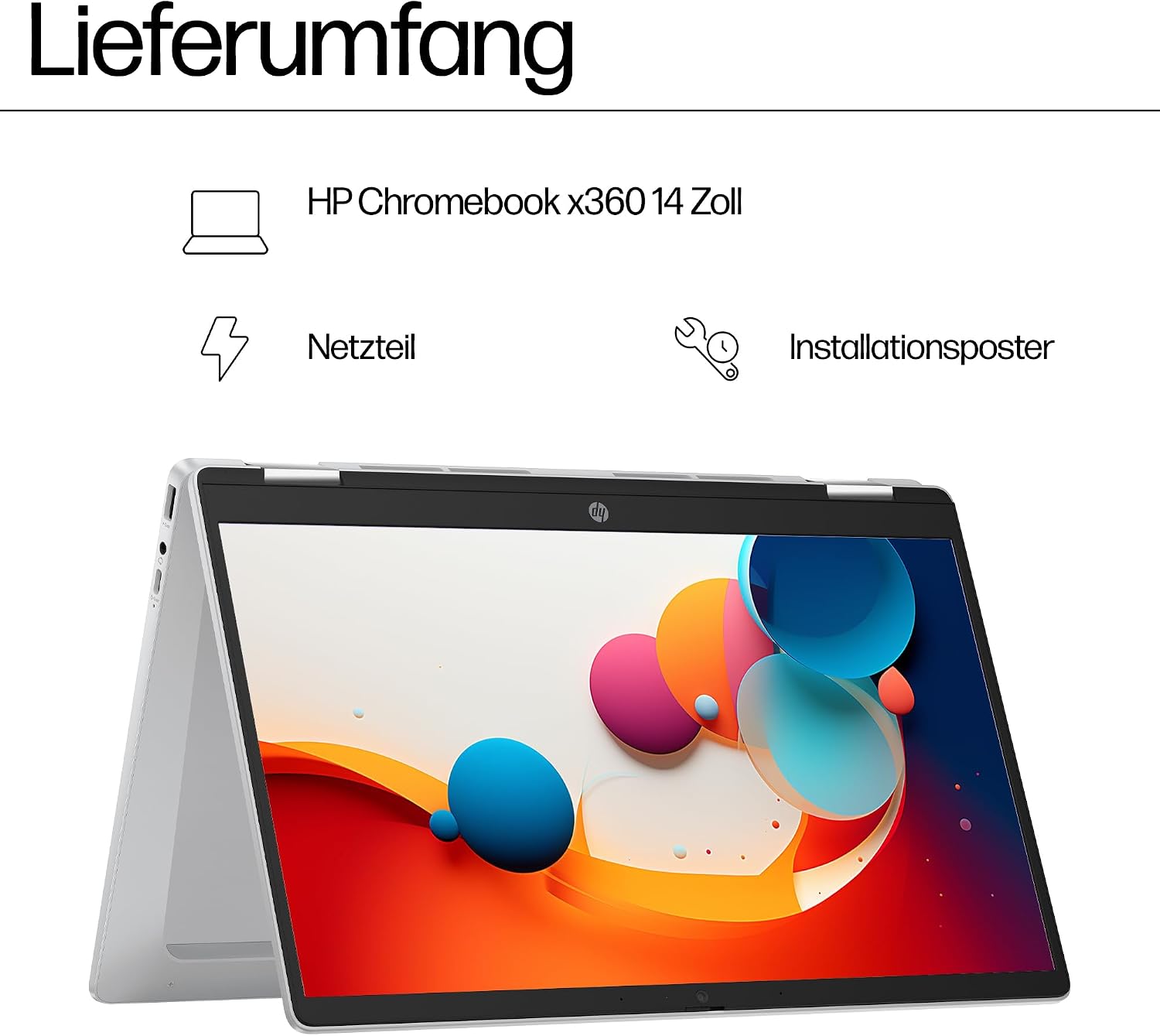 HP Chromebook x360 Laptop (14 Inch HD Touchscreen, Intel N100, Gemini, 4 GB RAM, 128 GB, ChromeOS, QWERTZ) - Silver – Bild 14