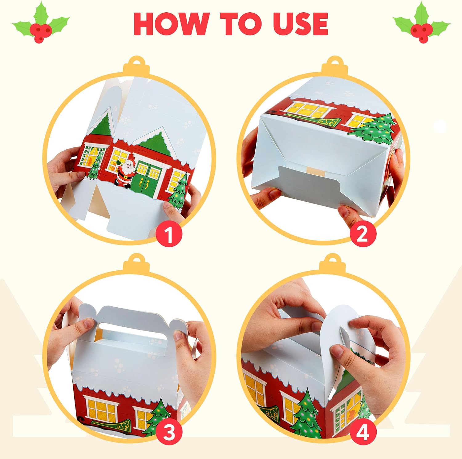 JOYIN Pack of 24 3D Christmas Gift Boxes, Gift Box Sweets, Cakes, Chocolate, Cookies, Biscuits Cardboard for Christmas, Gift Wrapping (Christmas House) – Bild 5