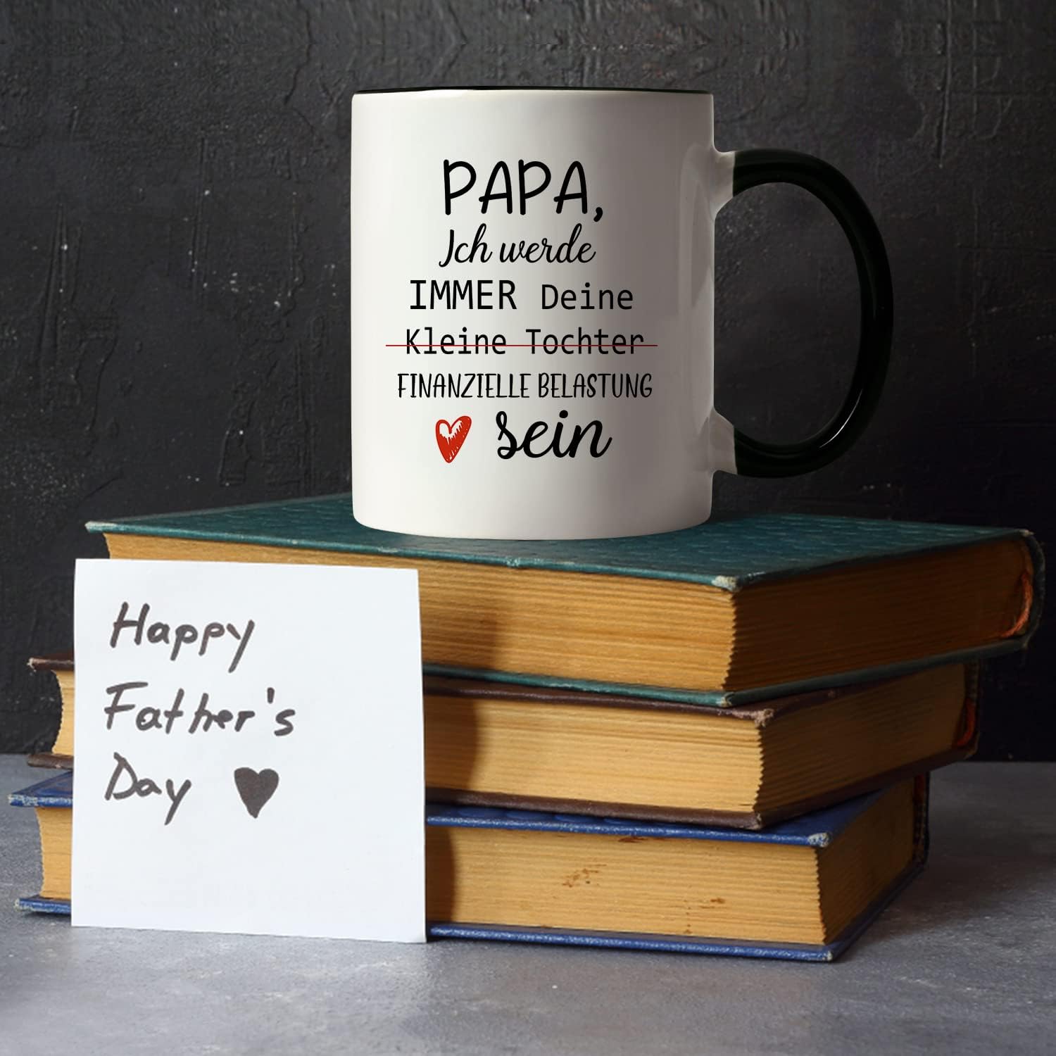 Joymaking Coffee Mug Gifts for Dad, Dad Mug with Saying Papa, Ich Werde Immer Deine Kleine Tochter Finanzielle Belastung Sein, Coffee Cup Dad Mug Gift for Father Father's Day Birthday – Bild 3