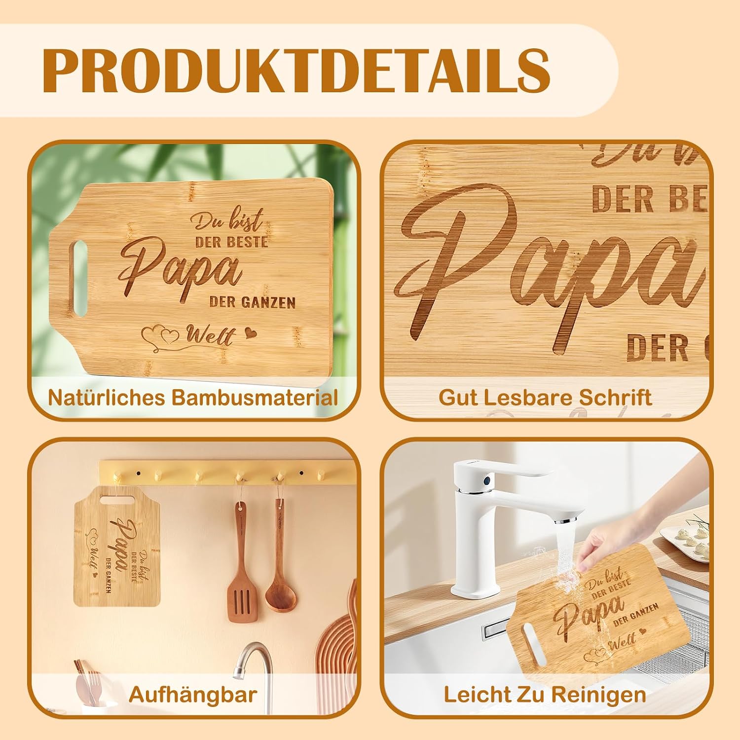 Gifts for Dad, Engraved Bamboo Chopping Board, Christmas Gifts for Dad, Dad Gift, Christmas, Best Dad Gifts, Father's Day Gift & Father Gift Birthday for Dad – Bild 5