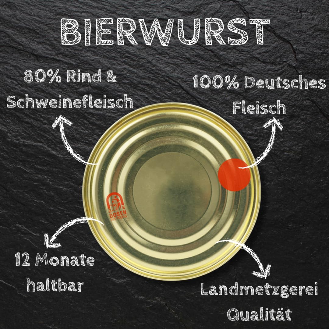 Bavarian Beer Sausage Canned Sausage 190 g to 400 g Made from 80% German Beef and Pork, Traditional Homemaker Style, Sausage Preserved by Butcher Shop Bühler Delicious Sausage Cold Cuts (400 g) – Bild 4