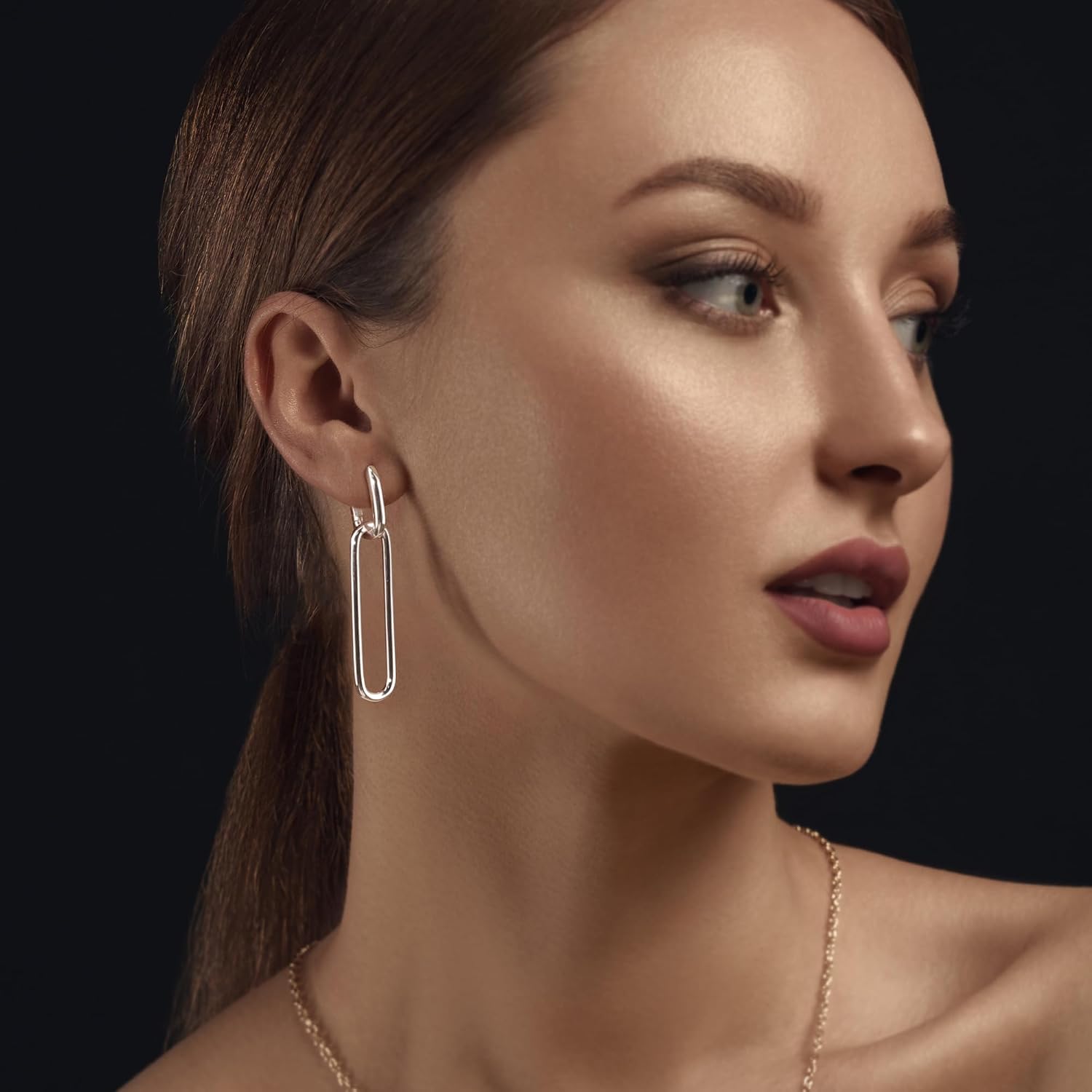 ALEXCRAFT Earrings Silver 925 Hanging Square Hoop Earrings with Pendant for Women Gift for Women Girlfriend Mum Girls – Bild 2