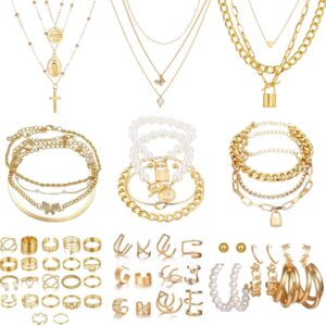 JSTHHTT Jewellery Gold, Jewellery Sets for Women, Jewellery Set Gold, Jewellery Set Women, Fashion Jewellery Set, Jewellery Set for Gifts Birthday Valentine's Day