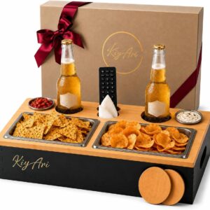 Couch Bar Snack Box Bamboo 2 Drink Holders 2 Snack Bowls Mobile Phone Holder