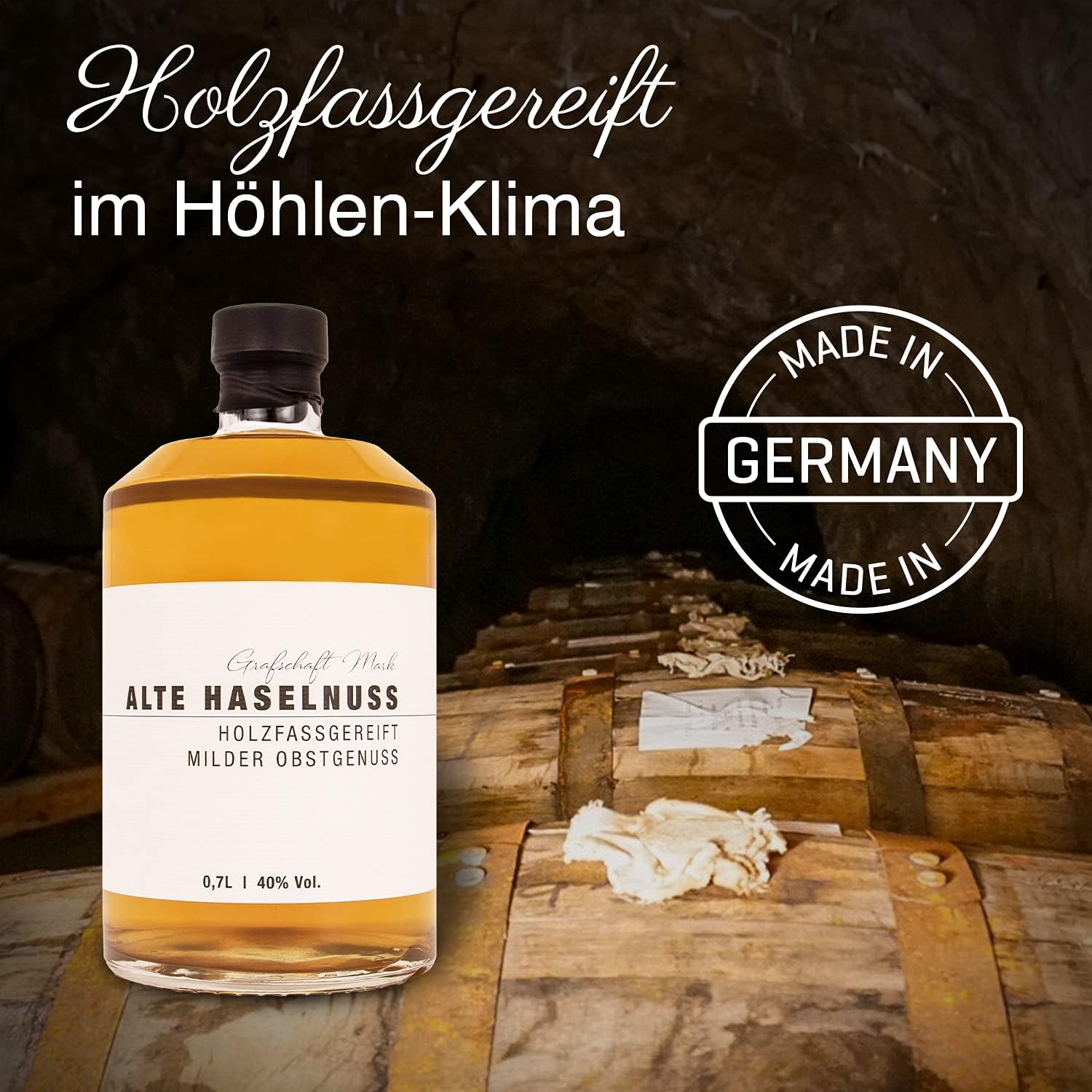 Grafschaft Mark Alte Haselnuss Hazelnut Schnapps, 1 x 0.7 L, 40% Vol. Alcohol, Mild Fruit Brandy, Matured in Wooden Barrels, from Our Distillery, Elegant Aromas of Nut, Ideal as a Gift – Bild 3