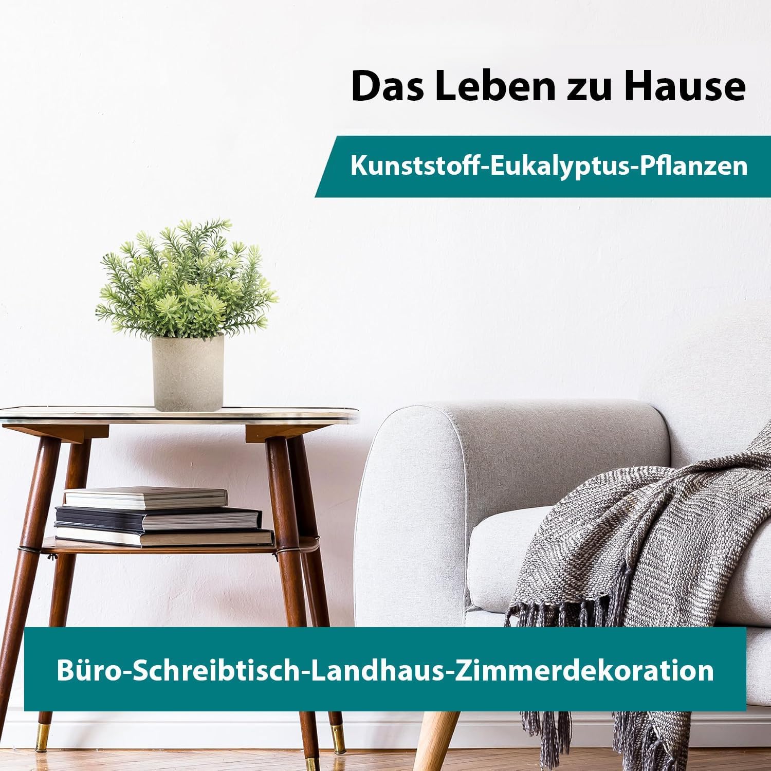 Der Rose Pack of 3 Artificial Plants Like Real Eucalyptus Plants Fake Plants for Decoration Living Room Bedroom Room Wall Decoration Bathroom Decoration (Grey) – Bild 5