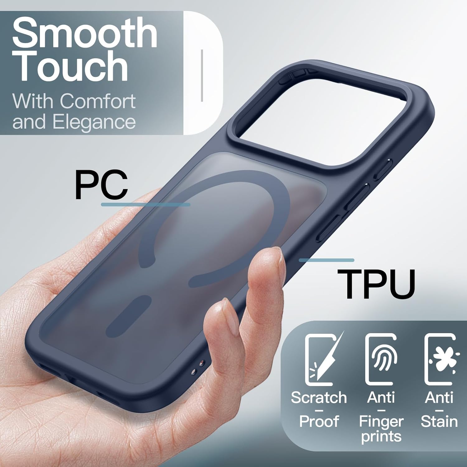 JETech Matte Magnetic Case for iPhone 17 Pro Max, Dark Blue – Bild 5