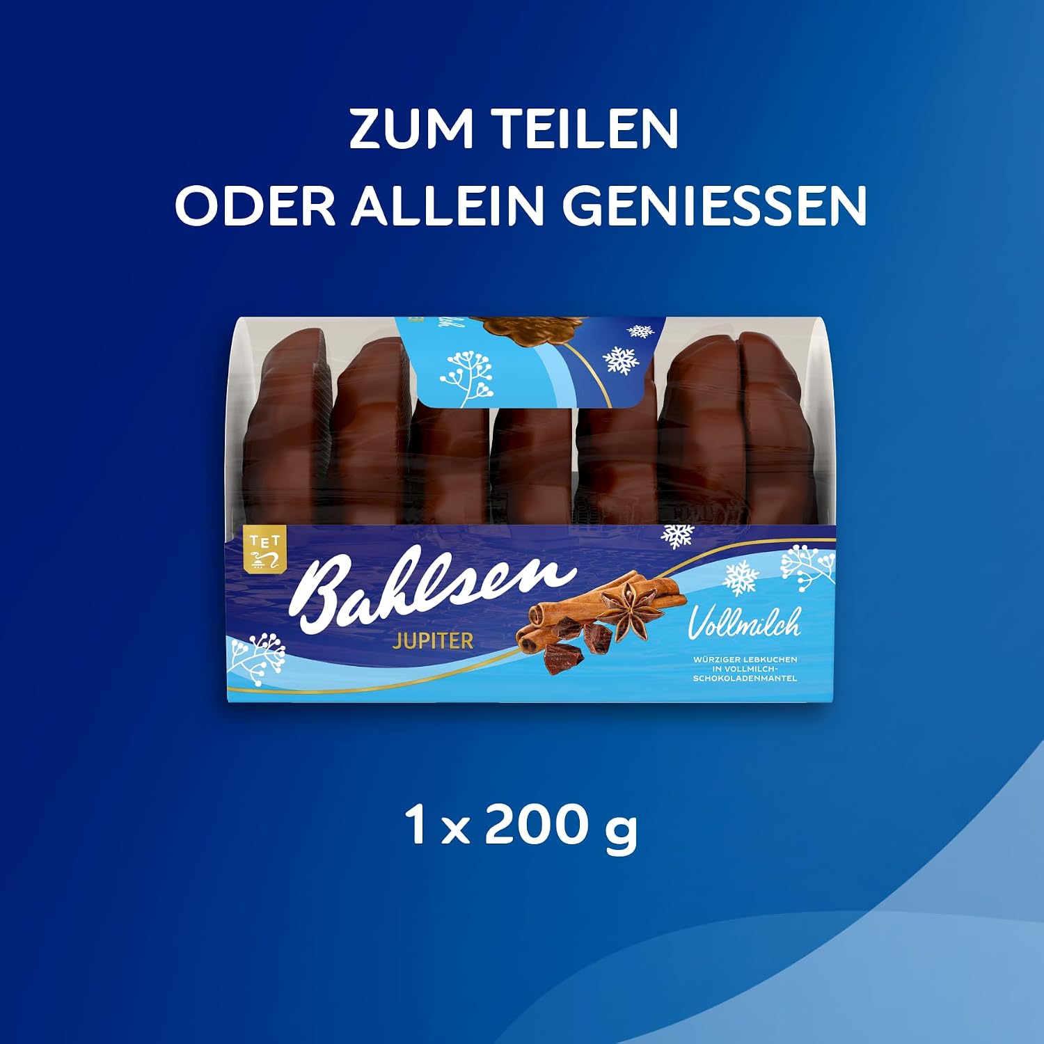 Bahlsen Jupiter Whole Milk, 200 g, Gingerbread with Milk Chocolate, Christmas Pastries (1 x 200 g) – Bild 5