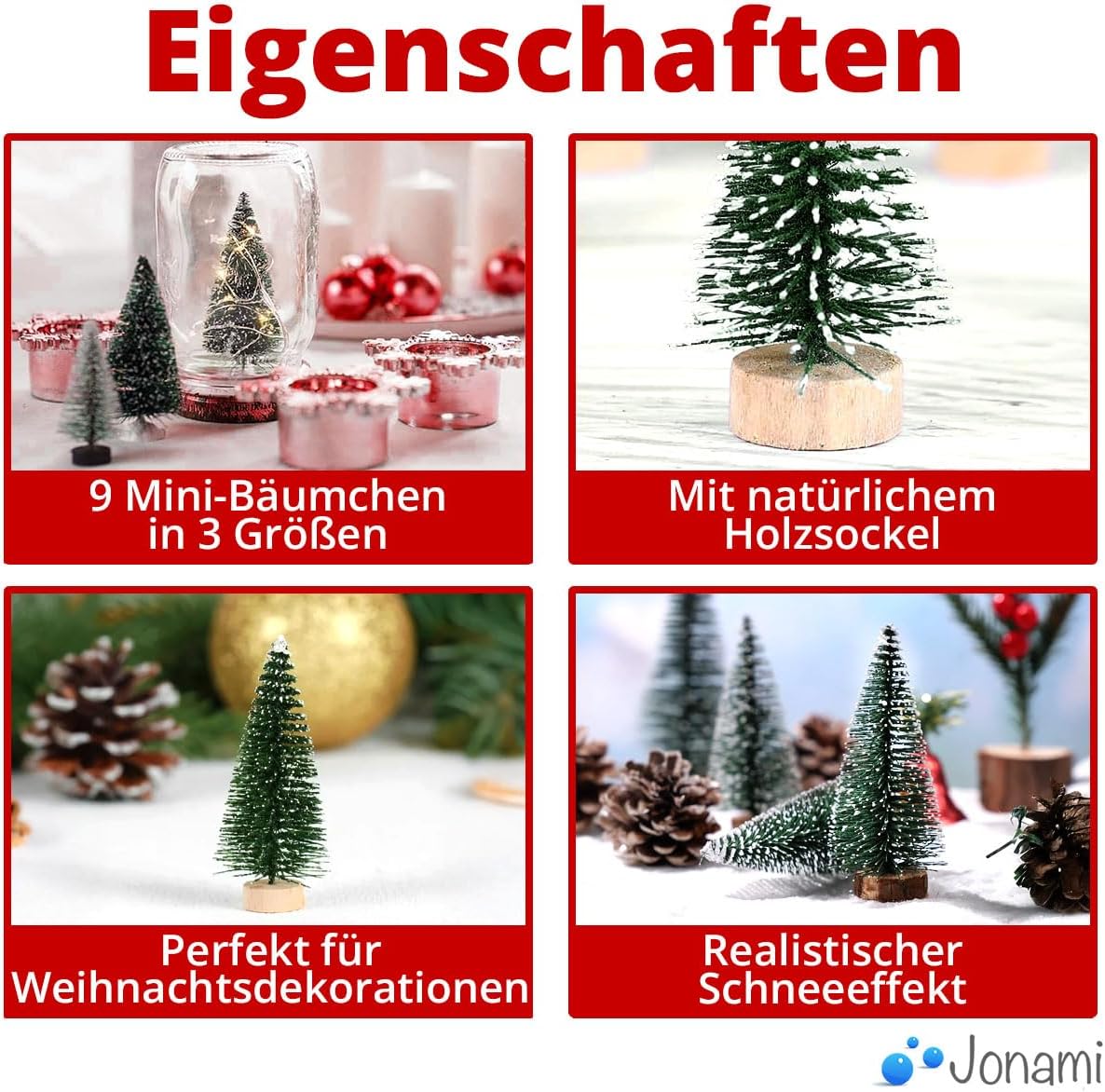 Christmas Tree Mini Artificial Miniature Christmas Tree Green Mini Christmas Tree Small Christmas Decoration for Table Decoration, DIY, Shop Window Figures 10/16/22 cm - Pack of 9 – Bild 3