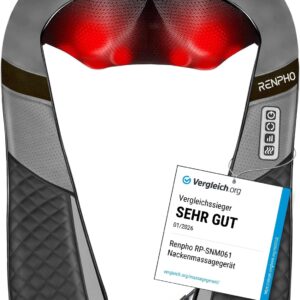 RENPHO Massagegerät Schulter Nackenmassagegerät mit Wärme, Shiatsu Massagegerät mit 3D-Massage von tiefem Gewebe, Massage für Nacken, Rücken, Beine, Füße, Geschenke für Frauen, Geschenke für Männer