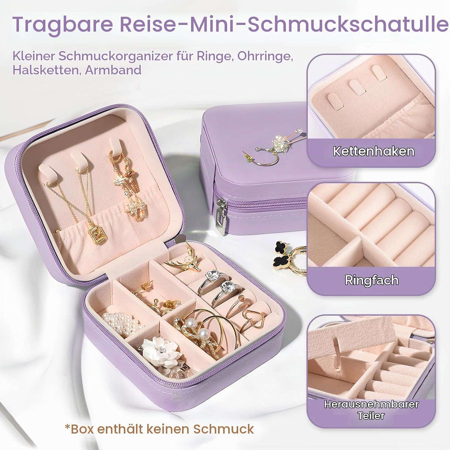 Gifts for Women, Birthday Gift for Women, Girlfriend, Scented Candles, Christmas Gift Set for Girlfriend, Cup Jewellery Box, Small Gift Box for Wife, Mum, Sister, Valentine's Day (Purple) – Bild 2