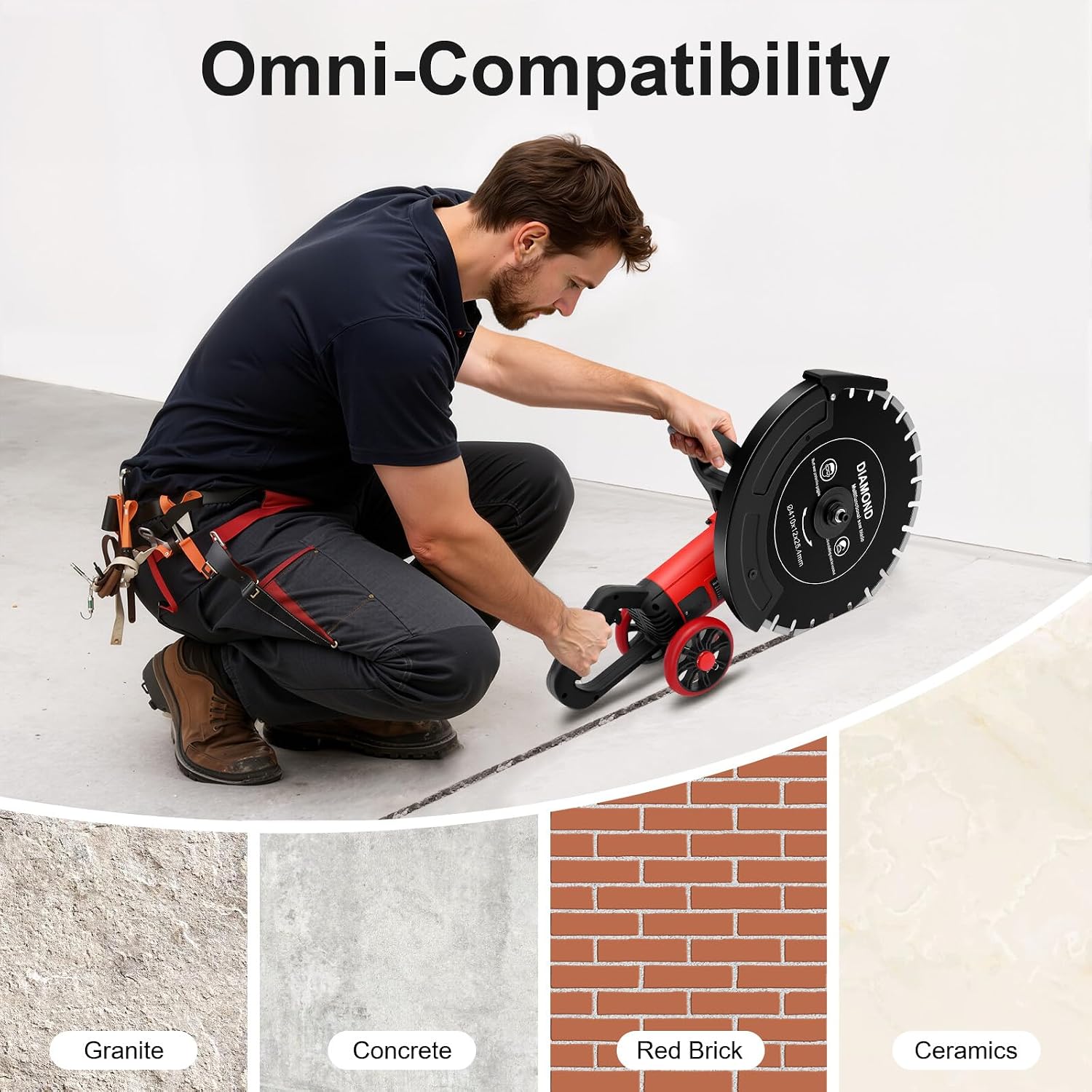 Electric Concrete Saw, 220 V 4000 W 3000 RPM 410 mm Cutting Cutter Paving Cutter High Performance Circular Saw Stone Cutting Machine Dry Disc Saw Wall Chaser Wet for Stone Concrete Granite – Bild 9