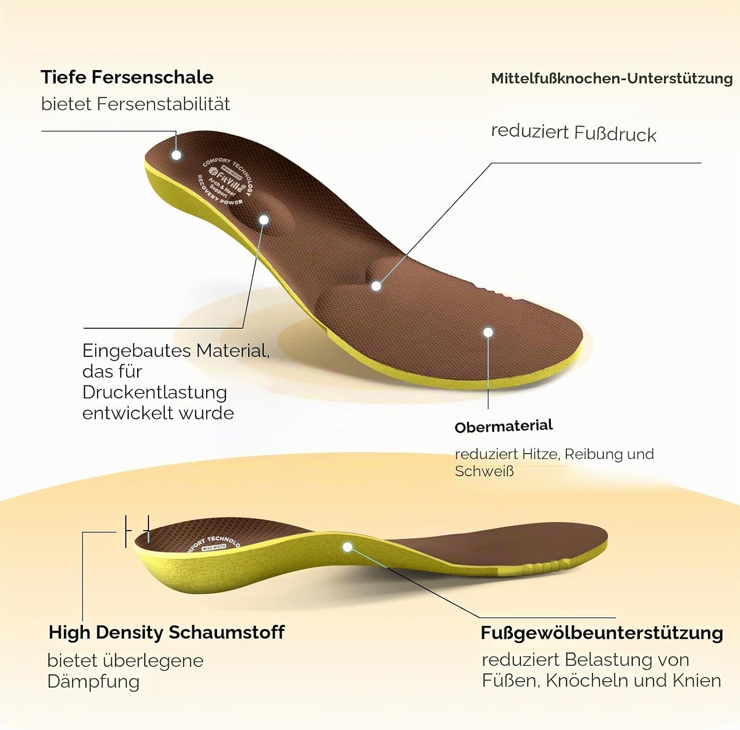 FitVille Shoes Men's Extra Wide Leather Shoes Business Casual Shoes Comfortable Trainers with Fastening Lightweight Casual Walking Shoes Slippers – Bild 8
