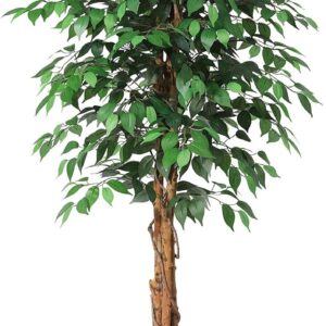 SOGUYI 180 cm Artificial Plant Ficus Tree – Artificial Plants Like Real with Natural Wood Trunk, Large Artificial Plants for Office, Home, Indoor and Outdoor Decoration, 1 Pack