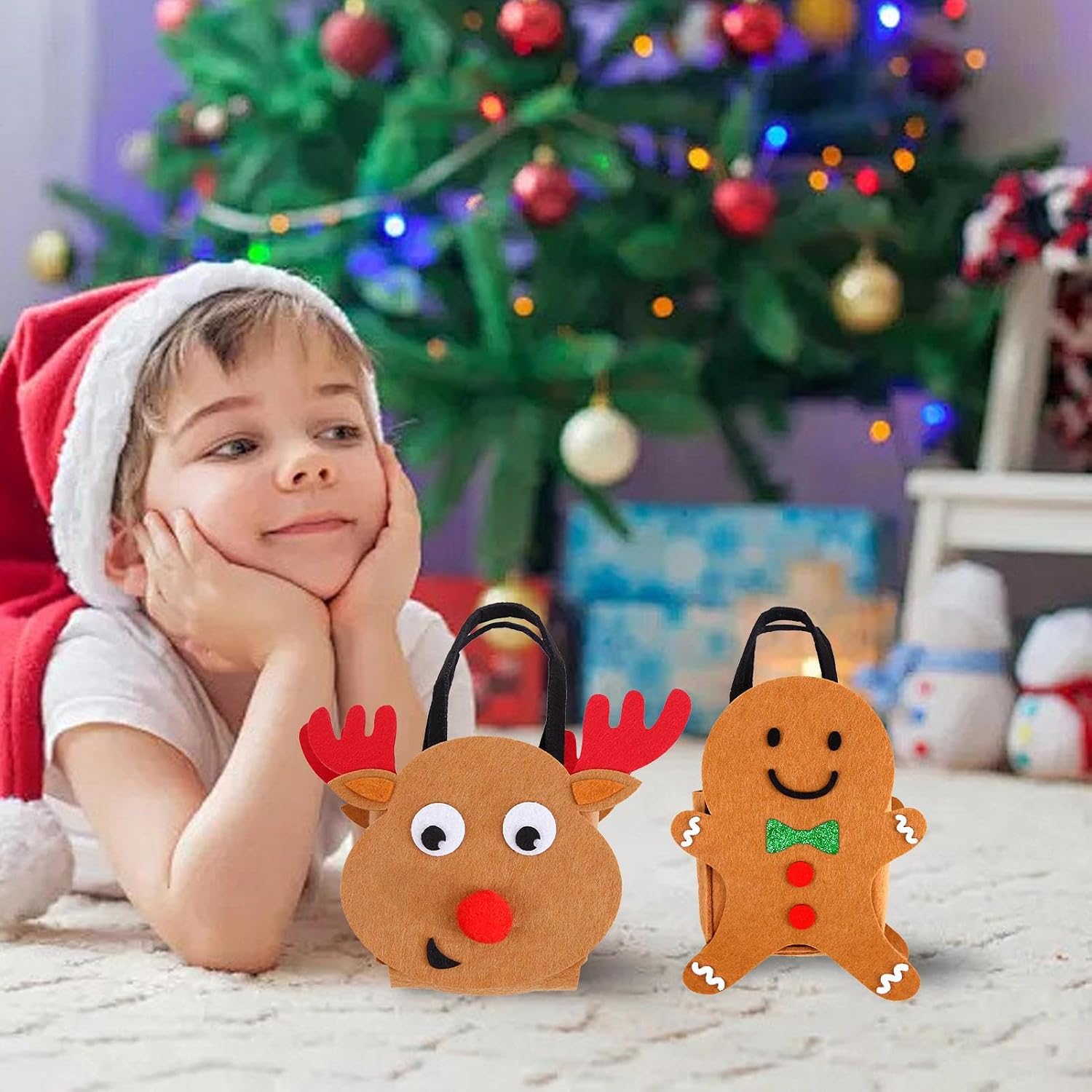 Christmas Cookie Storage - Pack of 2 Reusable Christmas - Christmas Candy Bags with Carry Handles | for Pastries, Biscuits, Food, Chocolate Lollipops – Bild 9