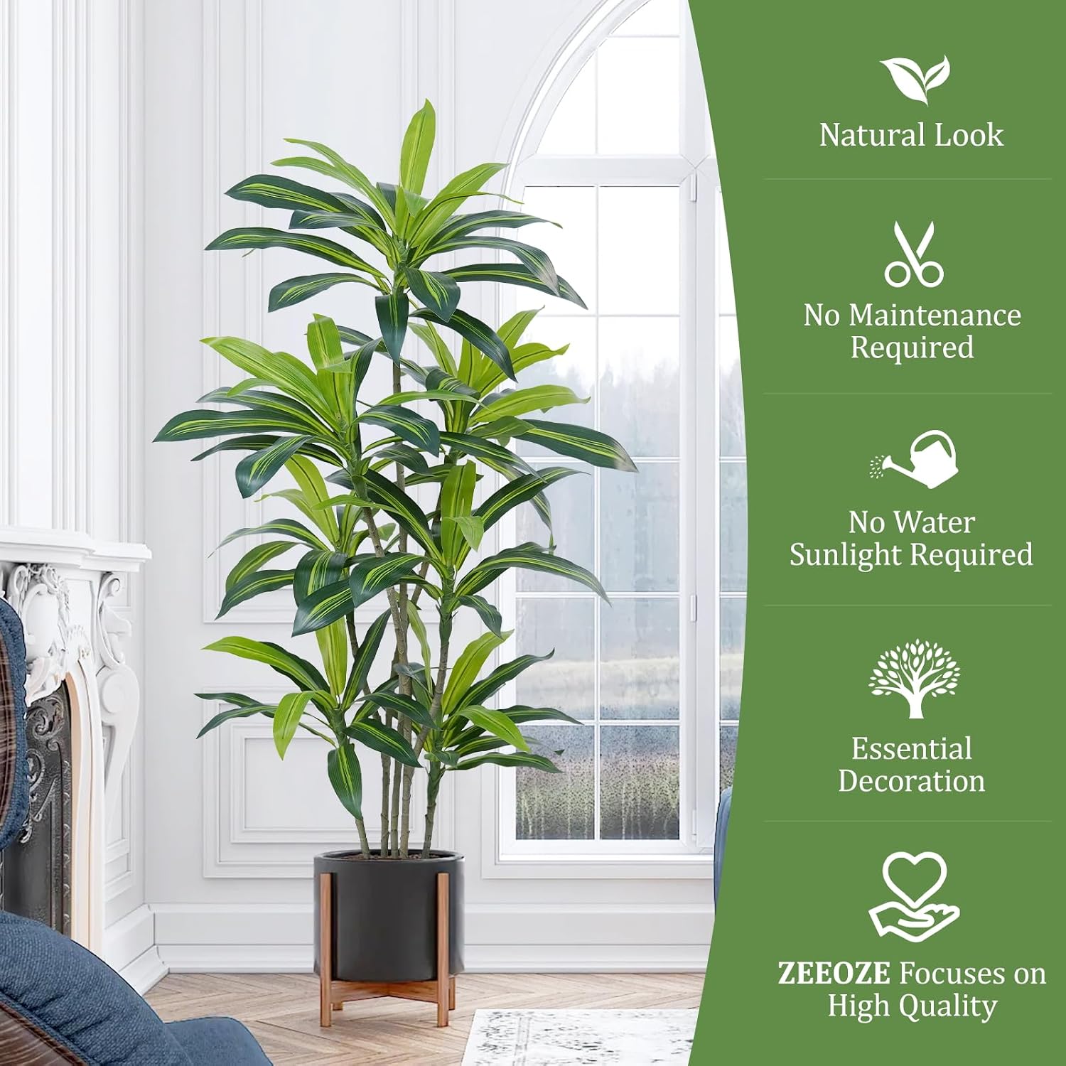 Dracaena Artificial Tree 180 cm Artificial Plants Dracaena Artificial Plants Large with Black Planter Artificial Plants Like Real for Indoor Home Living Room Decoration Bedroom Office (Pack of – Bild 8