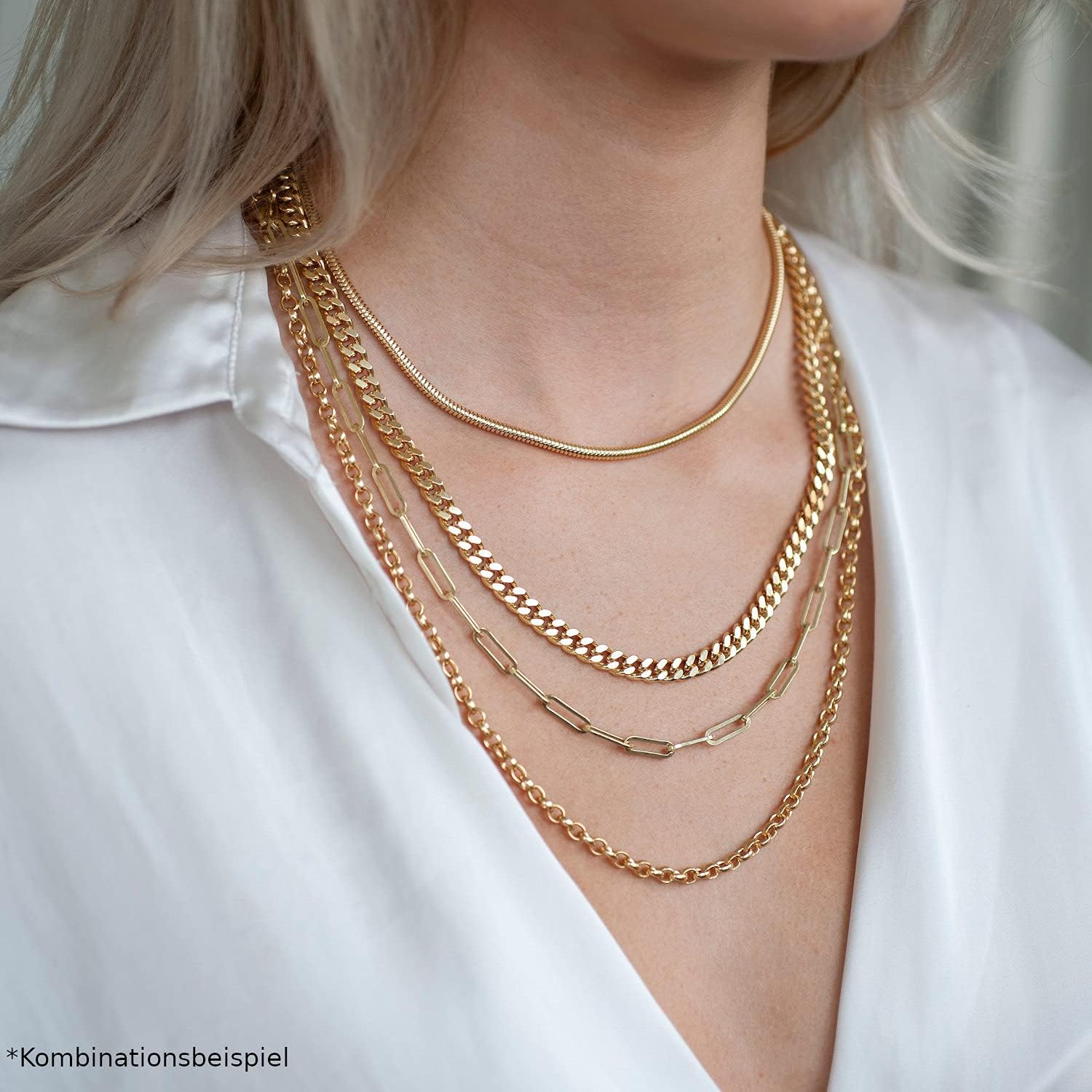 Materia #K54 925 Silver Snake Chain Gold Women's Necklace Gold-Plated 2.7 mm in 40-80 cm + Box – Bild 6