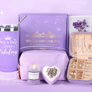 Gifts for Women, Birthday Gift for Women, Girlfriend, Scented Candles, Christmas Gift Set for Girlfriend, Cup Jewellery Box, Small Gift Box for Wife, Mum, Sister, Valentine’s Day (Purple)