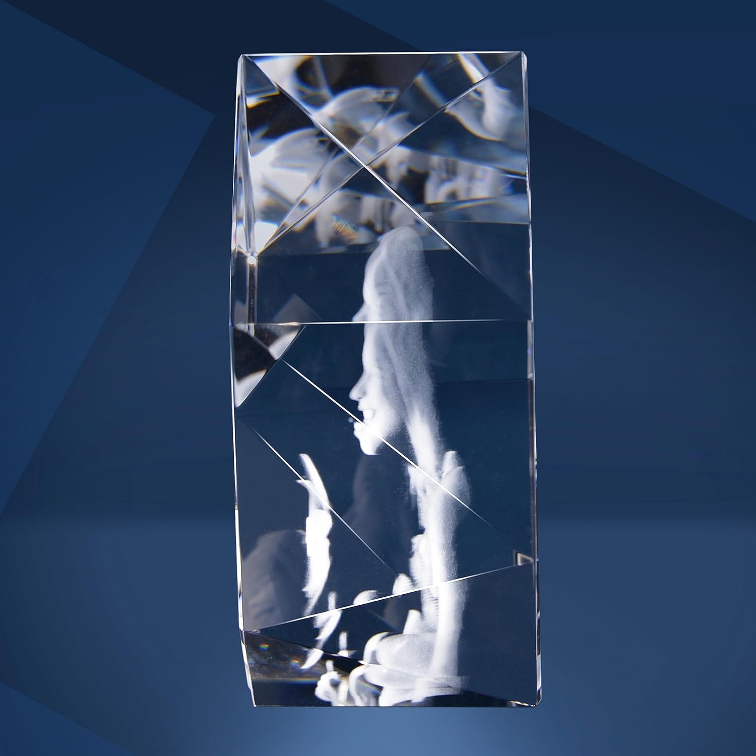 LOOXIS Personalised 3D Laser Photo of Your Own Picture in Viamant Glass - 100x130x59mm Hologram - Gift Idea Men, Women, Valentine's Day, Wedding Anniversary - Iceberg M – Bild 3