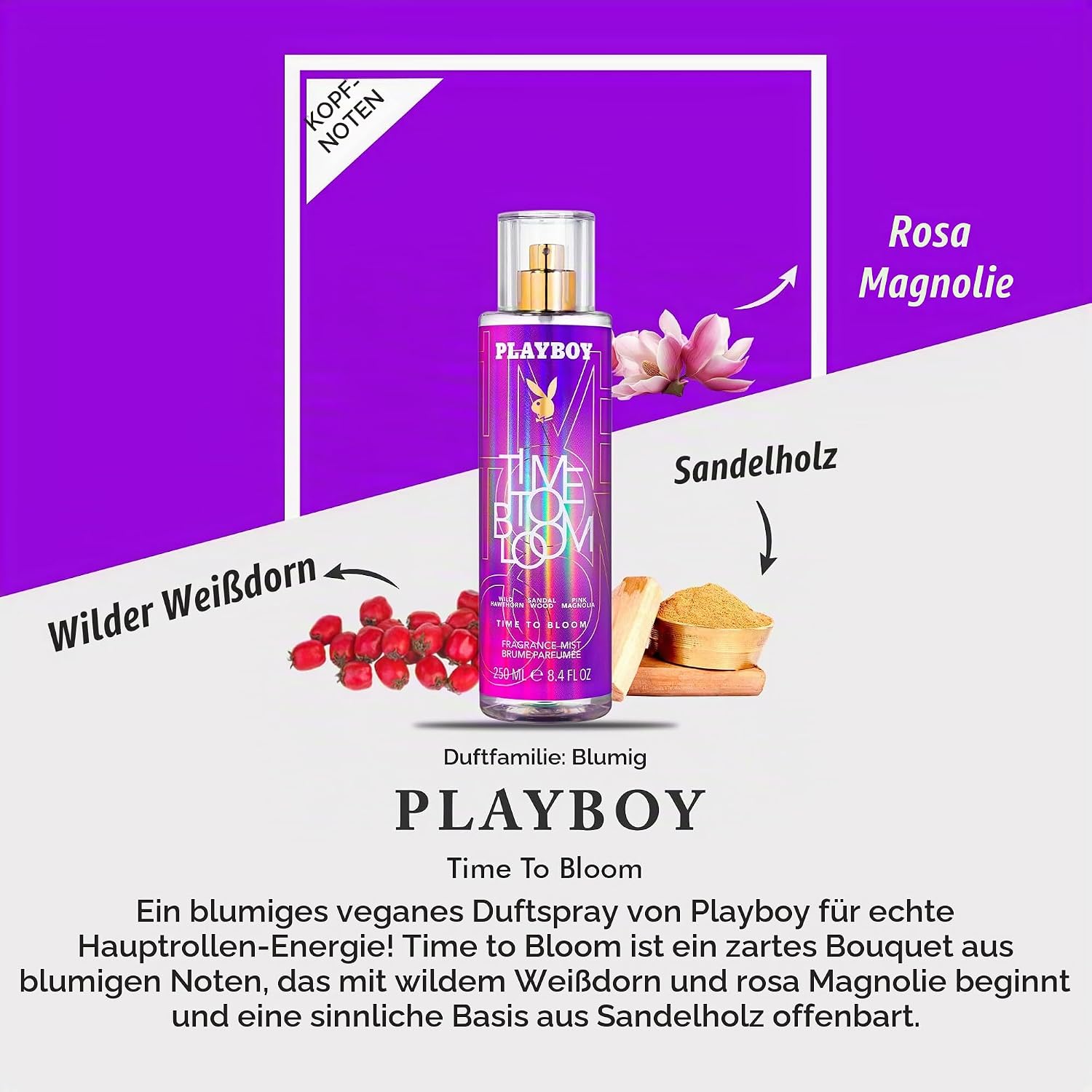 Playboy Time To Bloom Body Mist 250 ml – Bild 3