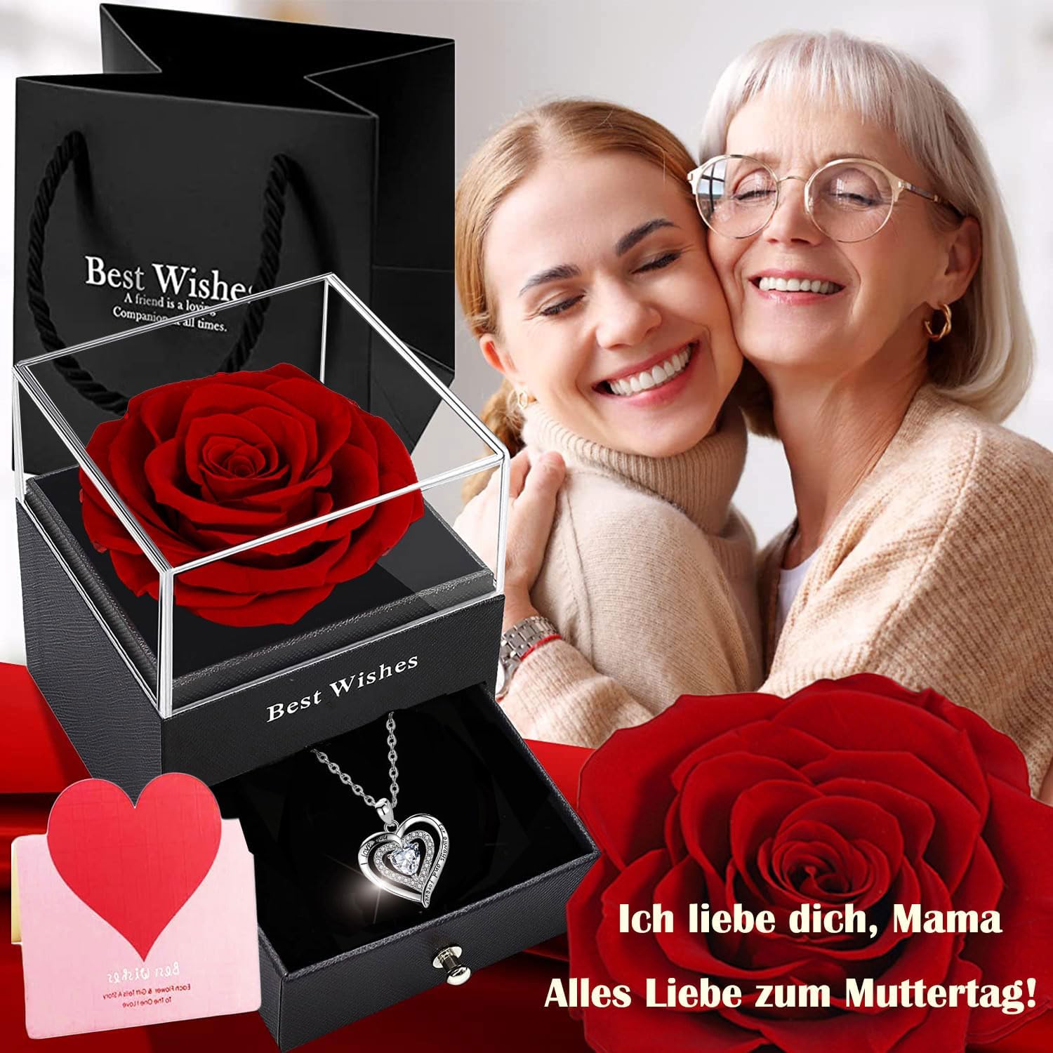Eternal Roses, Preserved Real Flower Gift Box, Handmade Rose Box, Romantic Gift Box for Mother's Day, Christmas Day, Valentine's Day, Anniversary, Birthday, Marriage, Wife, Grandma, Women – Bild 8