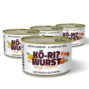 ration1 Spicy Curry Sausage, 4 x 400 g, Ready Meals, Shelf Life of 10 Years