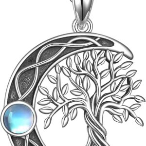 YAFEINI Tree of Life Necklace S925 Sterling Silver Crystal Tree of Life Pendant Necklace Celtic Knot Tree of Life Jewellery for Women Gifts