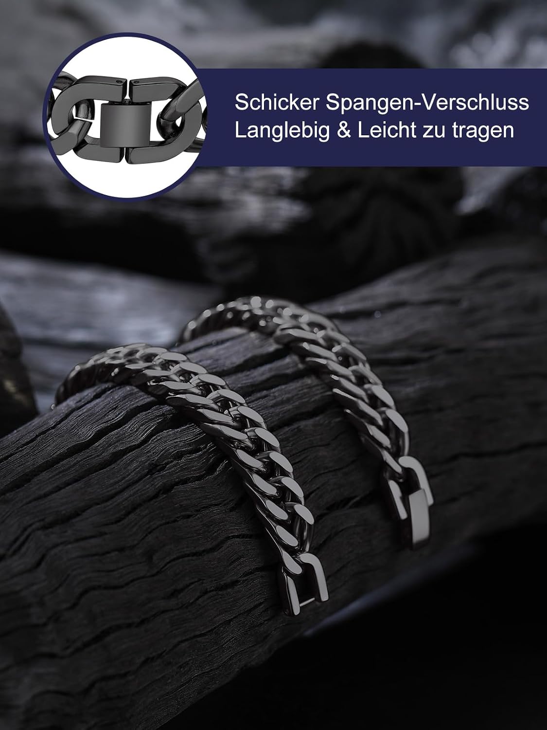 Bandmax Men's Bracelet Stainless Steel Curb Bracelet 6/8/12/17 mm Solid Cuban Link Bracelet 19/21/23 cm Heavy Curb Chain Bracelet with Folding Clasp Men's Bangle Jewellery for Birthday Father's Day – Bild 4