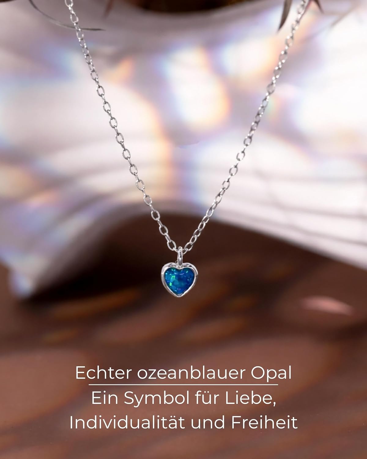 Women's Australian Opal Necklace - Handmade 925 Sterling Silver Opal Pendant with 18K White Gold Coating - Adjustable Genuine Jewellery for Everyday and Special Occasions – Bild 7