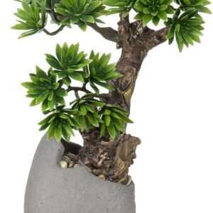 Briful Artificial Bonsai, Lifelike Artificial Plant, Like Real Artificial Bonsai Tree with Cement Pot for Bathroom, Office, Windowsill Decoration, Height 35 cm