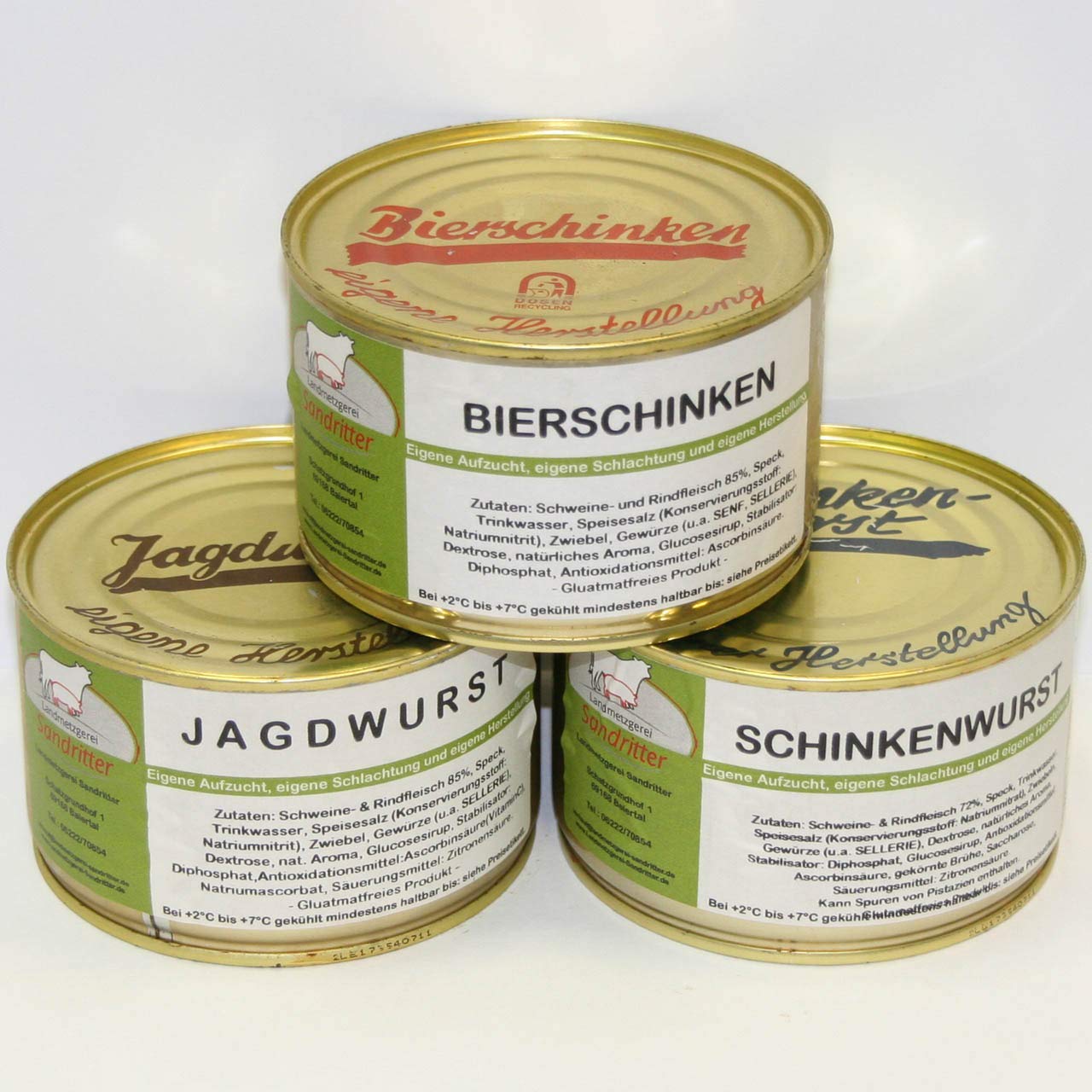 Unsere Klassiker 400 g Sample Set, Canned Sausage, Value Set, Storage Set Landmetzgerei Sandritter
