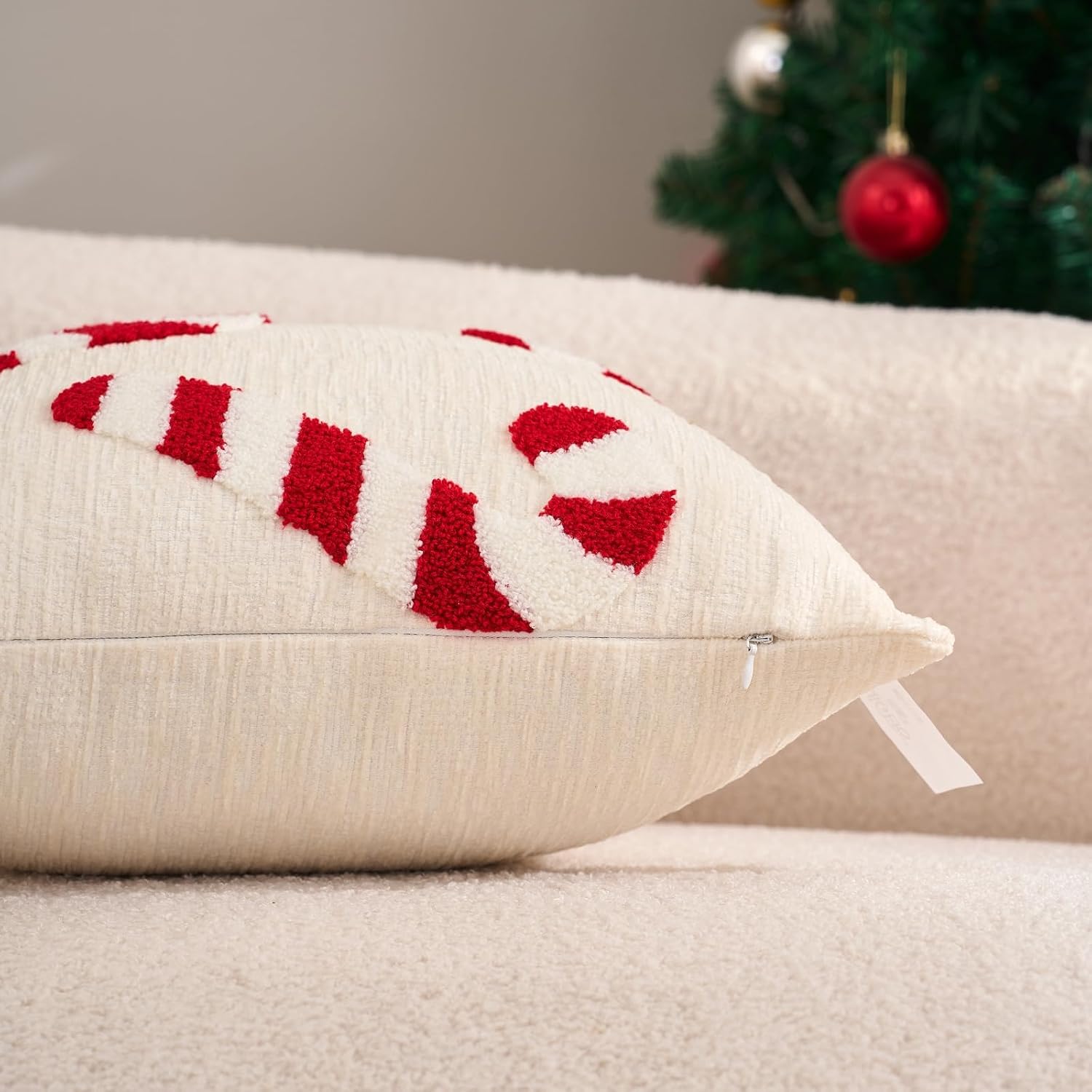 Christmas Cushion Cover 45 x 45 cm, Pack of 2, Christmas Decoration Inner Cushion Covers, Cushion Cover Christmas Decoration (Candy Canes B) – Bild 2