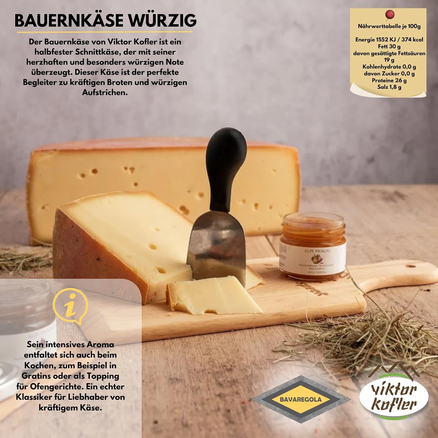 BAVAREGOLA South Tyrolean Farmer's Toast - Party Snack Set with 6 Vinschgau Breads, 200 g South Tyrolean Bacon PGI & 250 g Farmer's Cheese - Original South Tyrolean Specialities for Connoisseurs – Bild 4