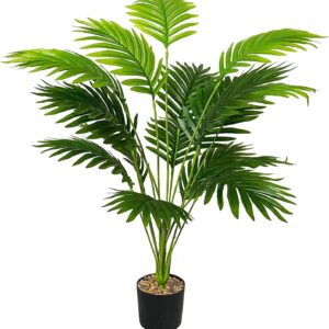 Artificial Areca Palm Tree, Artificial Palm Tree, Large, Tropical Artificial Plants Like Real, Artificial Plants in Pot for Indoor Outdoor Use Home Office Garden Modern Decoration (80 cm, Green)