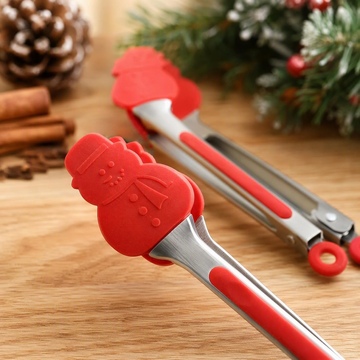 Cabilock Pack of 2 Christmas Tree Food Clip Christmas Barbecue Tongs Christmas Food Tongs Turner Trays Kitchen Tongs Tongs for Cooking Cooking Clips Made of Stainless Steel – Bild 3