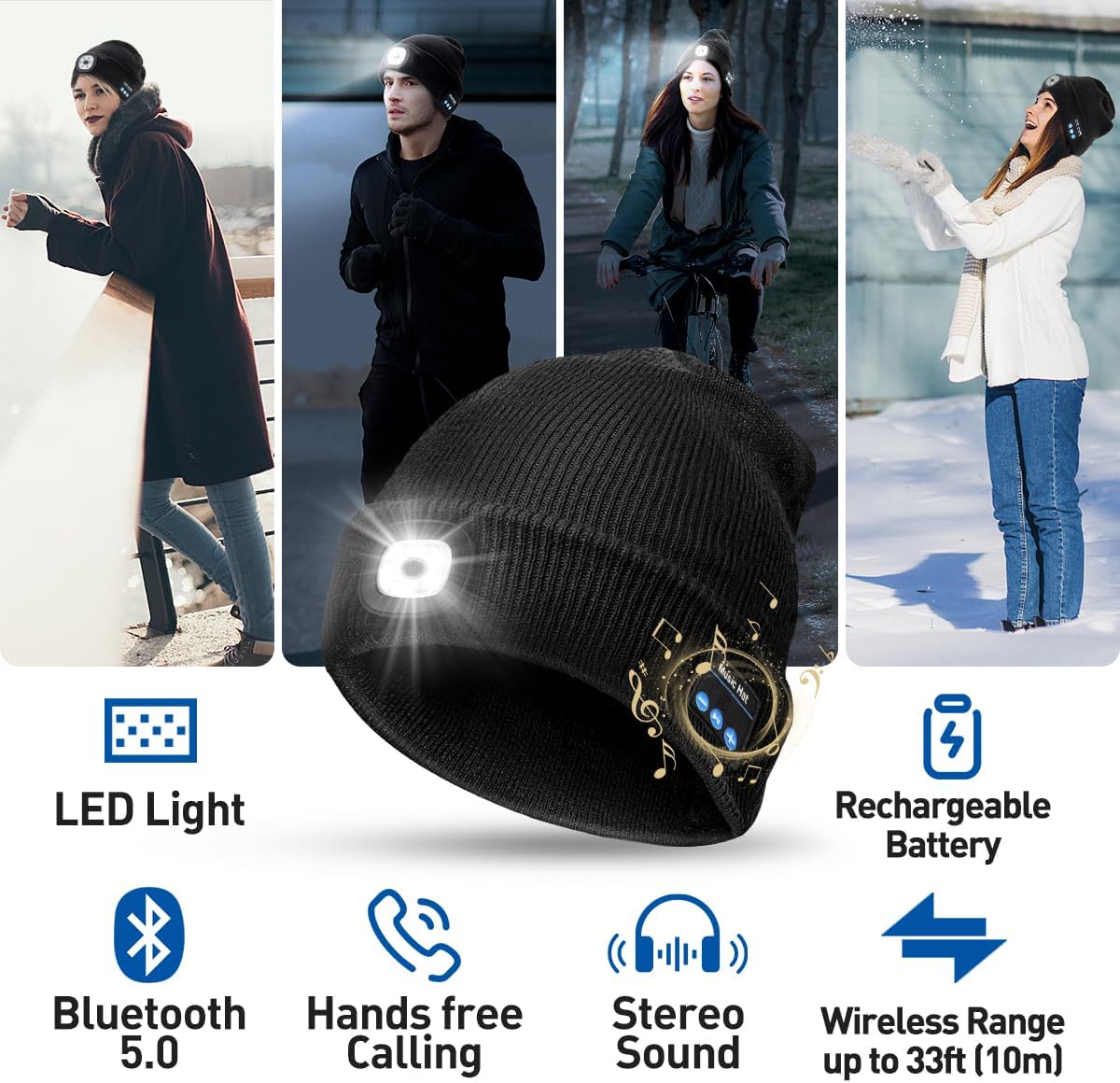 Lenski Gifts for Men Women Bluetooth Beanie Hat with LED Light – Bild 2