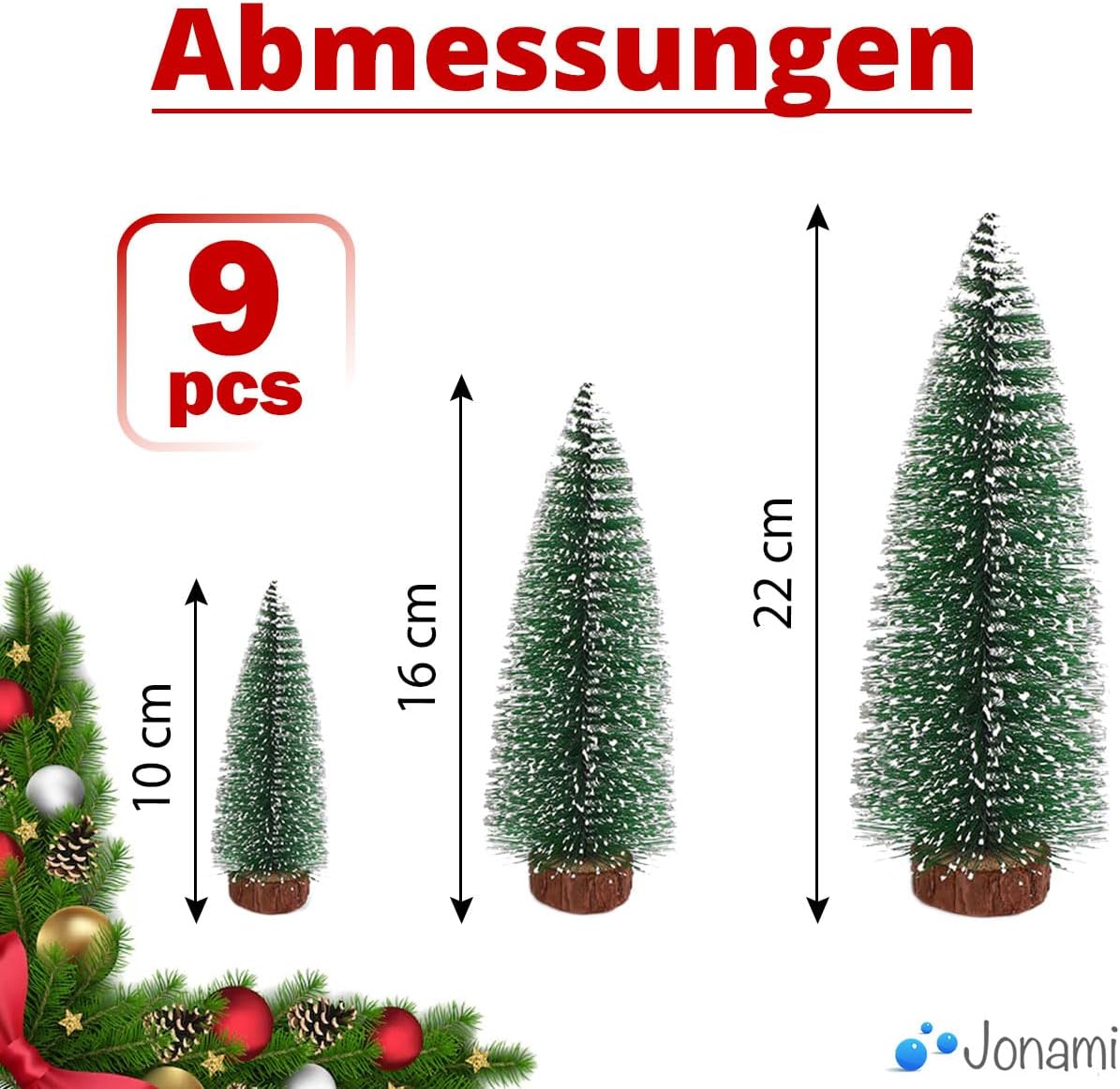 Christmas Tree Mini Artificial Miniature Christmas Tree Green Mini Christmas Tree Small Christmas Decoration for Table Decoration, DIY, Shop Window Figures 10/16/22 cm - Pack of 9 – Bild 2