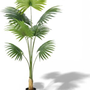 Arnusa Artificial Fan Palm Tree 160 cm - Large Artificial Palm Tree with 7 Palm Fronds - Easy Care Decorative Plastic Plant - Realistic Indoor Plant in Pot for Living Room & Office