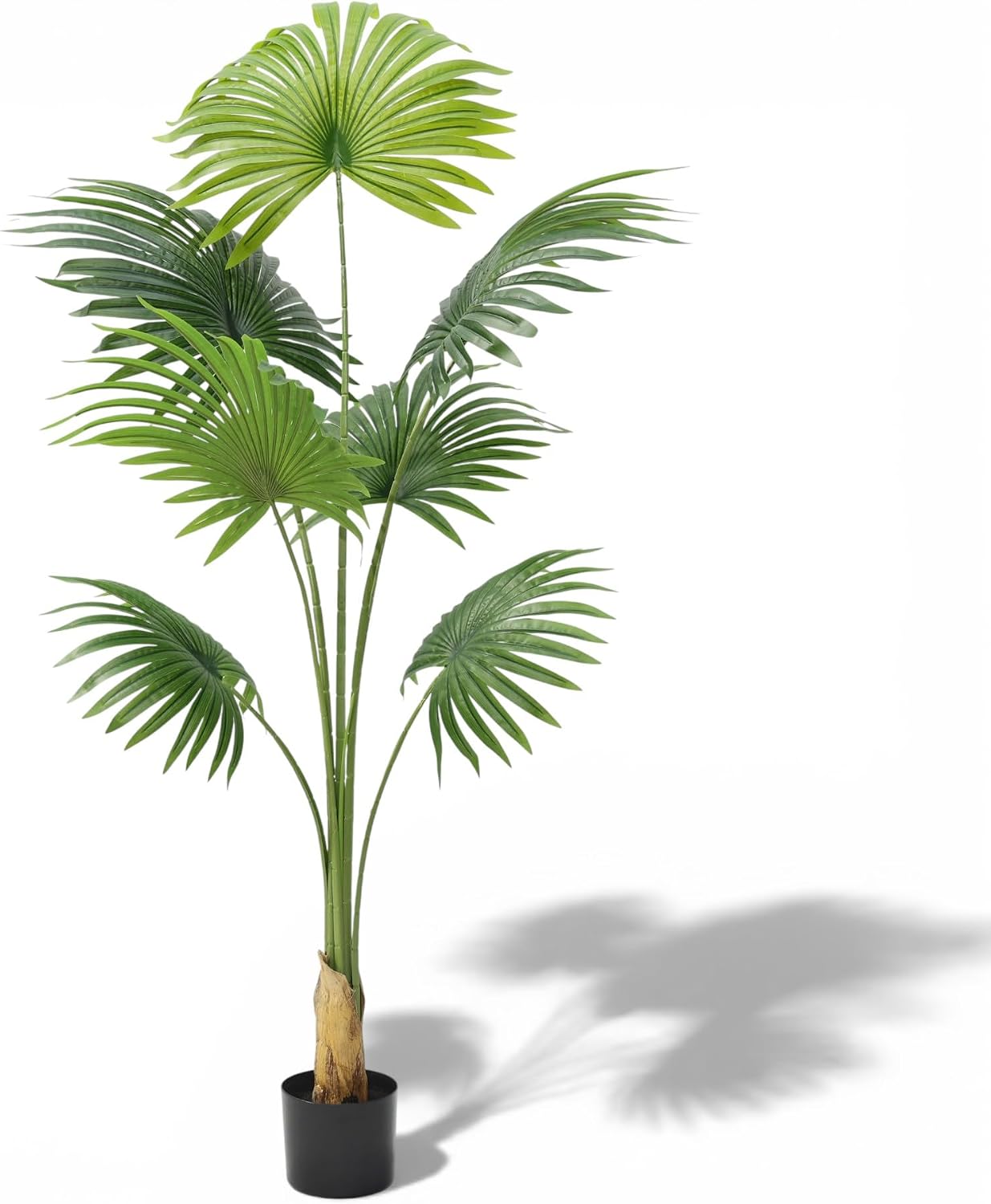 Arnusa Artificial Fan Palm Tree 160 cm - Large Artificial Palm Tree with 7 Palm Fronds - Easy Care Decorative Plastic Plant - Realistic Indoor Plant in Pot for Living Room & Office
