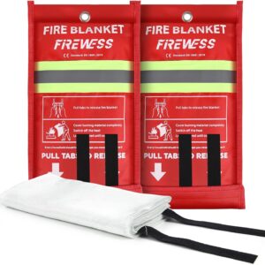 Fire Blanket, Fire Blanket, Fibreglass Pack of 2 Fireproof Blanket for Home Safety, 100 x 100 cm, Fibreglass Fire Blanket Kitchen