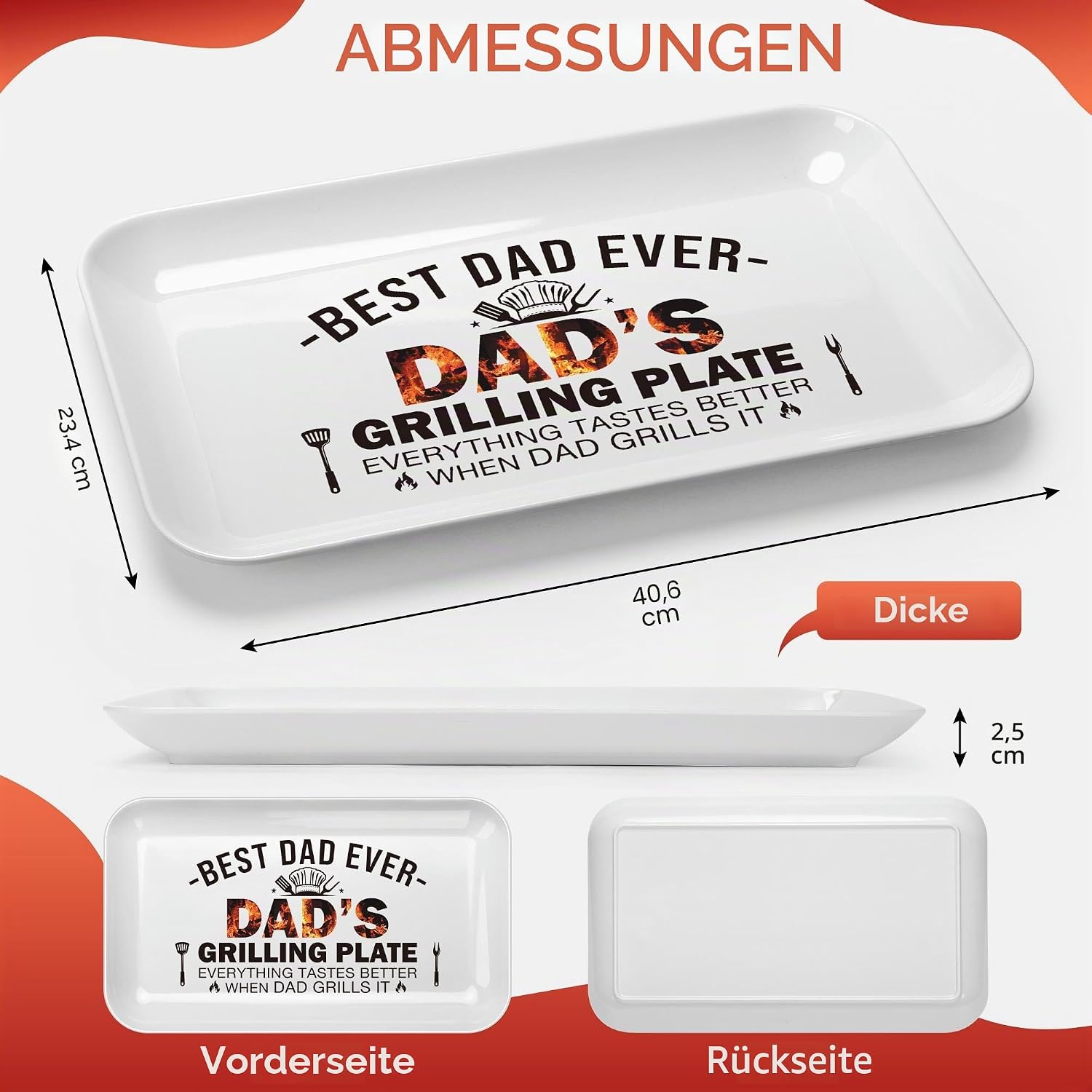 LEJIAJINW Father's Day Dad Gifts for Men Father Grandpa Dad Birthday Gift from Daughter Son Father's Day BBQ Grill Plate with Apron Gift Box for Him Husband Brother Easter Anniversary – Bild 2