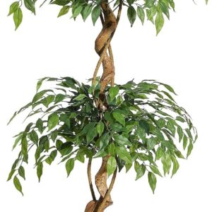 Litake Artificial Ficus Tree 150 cm Large Green Birch Fig in White Pot Artificial Plants for Indoor Home Office Garden Modern Decoration Housewarming Gift