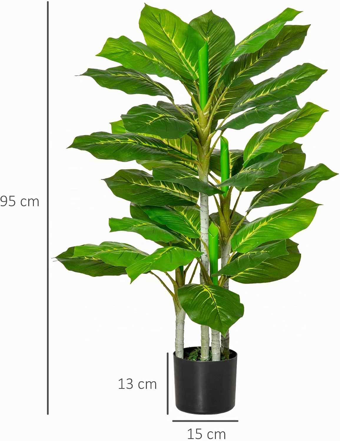 HOMCOM Artificial Tree Dieffenbachie 95cm Artificial Plant with 33 Leaves – Bild 7
